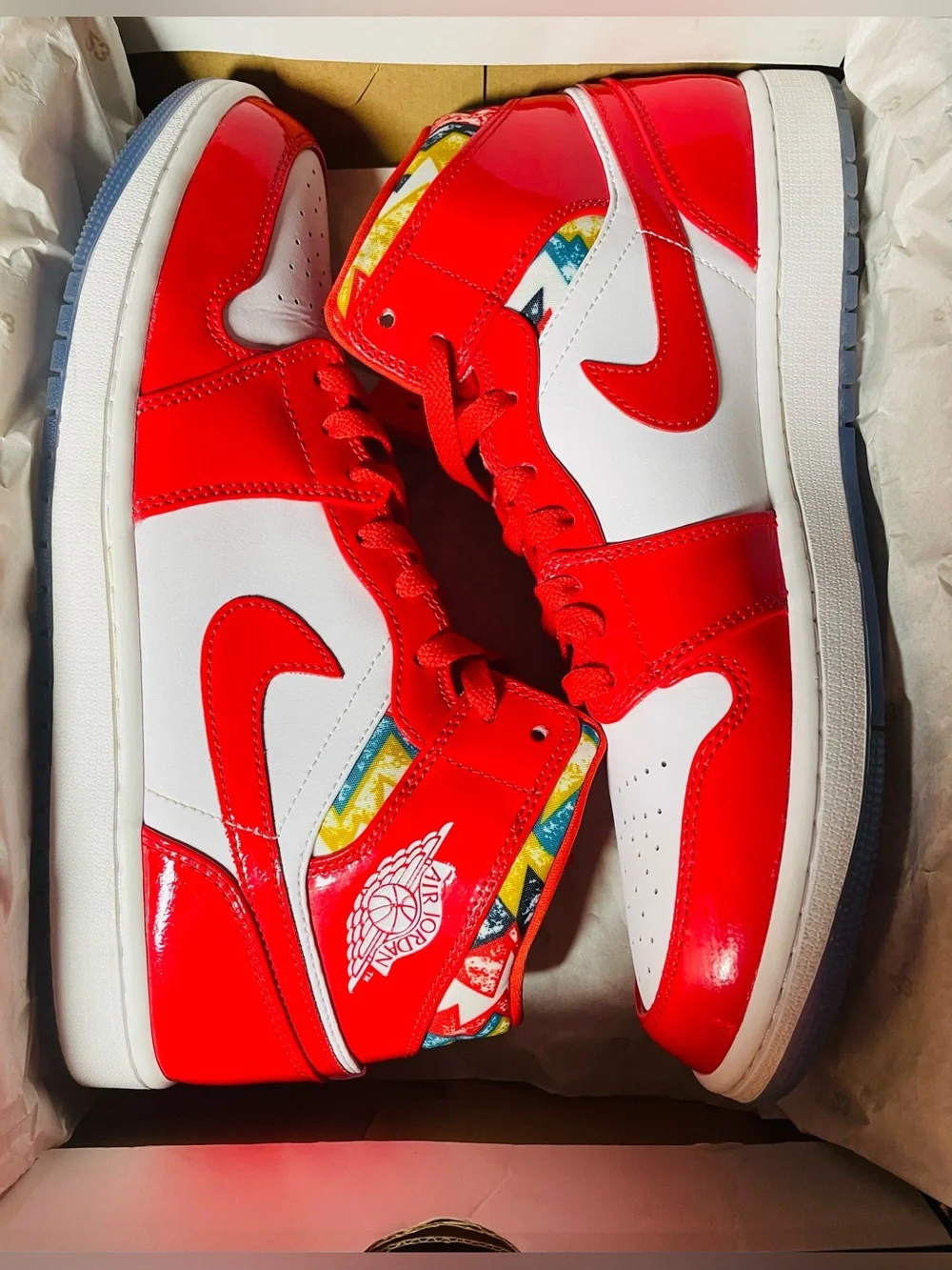 Jordan 1 Mid Barcelona Sweater Red Patent DC7294-600 11.5M